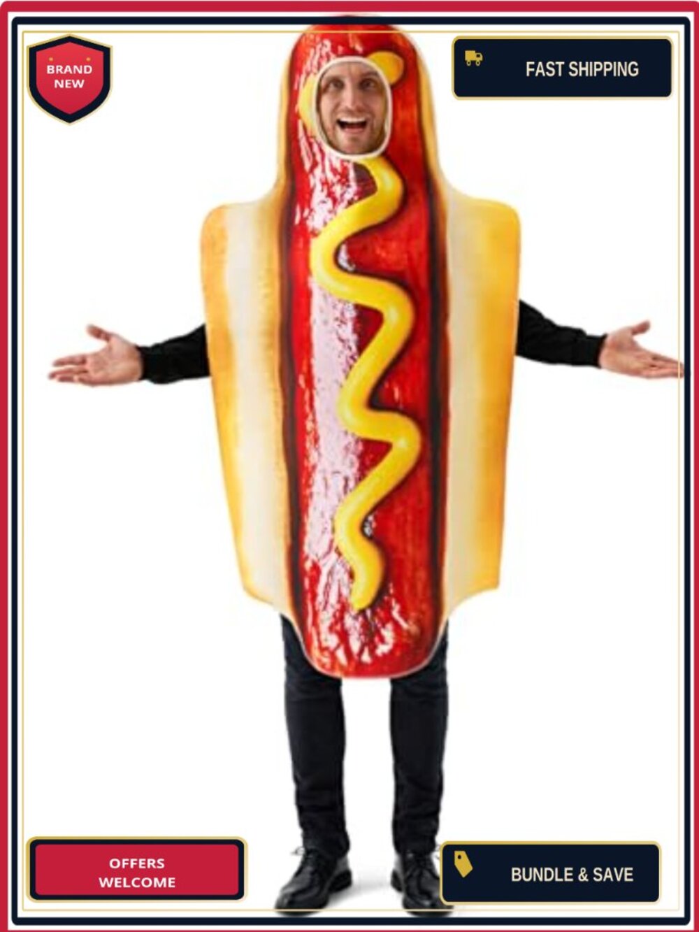 Adult Hot Dog Costume Halloween Cosplay Party Outfit